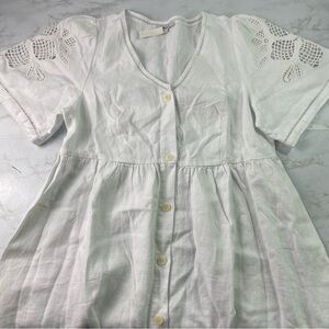 NWT Madewell Cassie Button-Front Midi Dress Linen Eyelet White Womens Size XL